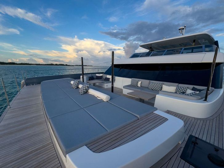 BLESSED Sunreef 80 Power - foredeck sun beds and seating area BLESSED Sunreef 80 Power - foredeck sun beds and seating area
