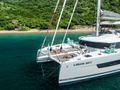 LIQUID SKY Fountaine Pajot Alegria 67 - anchored foredeck view LIQUID SKY Fountaine Pajot Alegria 67 - anchored foredeck view