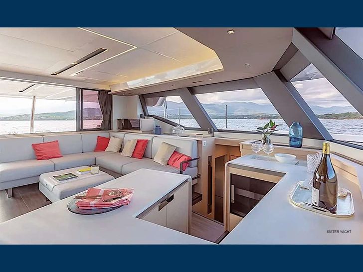 LIQUID SKY Fountaine Pajot Alegria 67 saloon and galley
