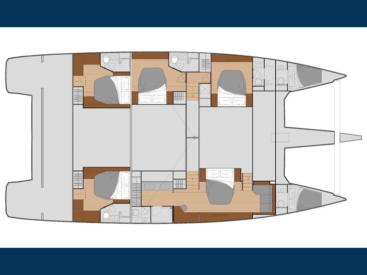 LIQUID SKY Fountaine Pajot Alegria 67 catamaran yacht layout