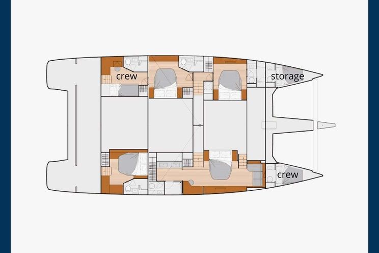 Layout for THE BLUE DREAM Fountaine Pajot 67 catamaran yacht layout