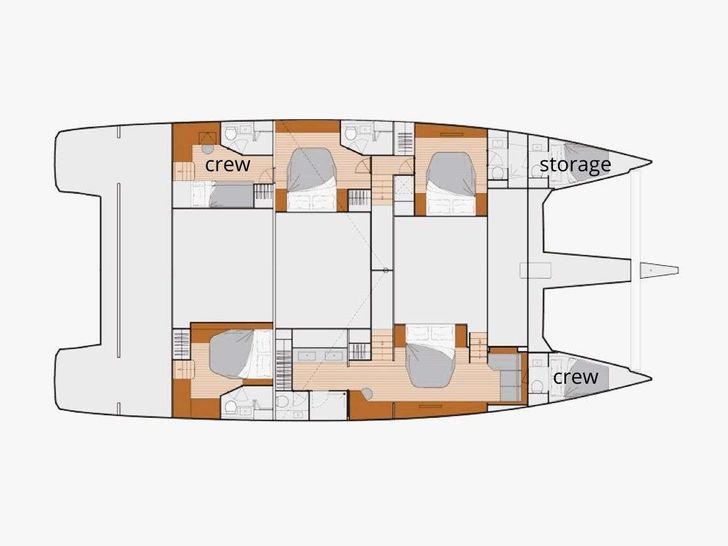 THE BLUE DREAM Fountaine Pajot 67 catamaran yacht layout