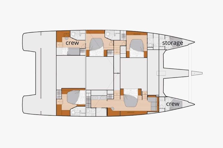 Layout for THE BLUE DREAM Fountaine Pajot 67 catamaran yacht layout
