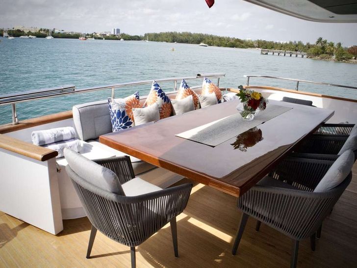 DADDY Sanlorenzo SL108 aft alfresco dining area DADDY Sanlorenzo SL108 aft alfresco dining area