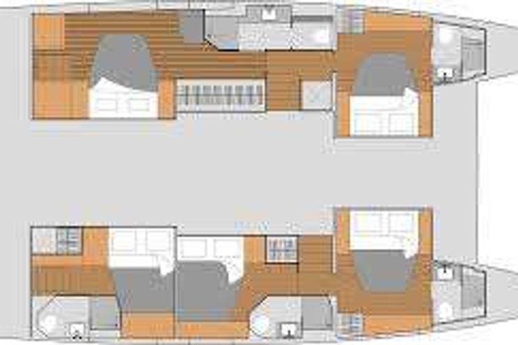 Layout for THREE DEE Fountaine Pajot Aura 51 - catamaran yacht layout