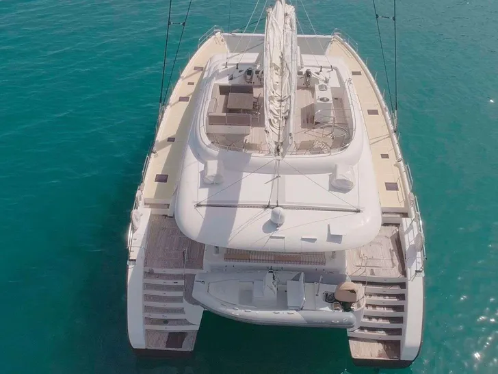 HOUBARA Sunreef 82 DD - aerial anchored shot HOUBARA Sunreef 82 DD - aerial anchored shot