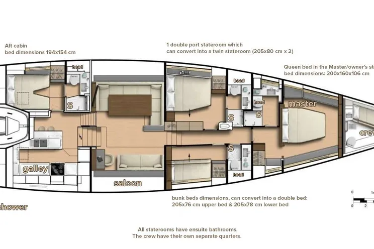 Layout for BUBBLES CNB 76 - yacht layout