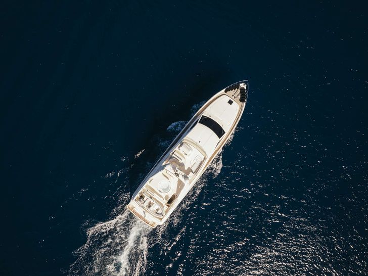 LIDIA Ferretti 830 - top aerial shot cruising LIDIA Ferretti 830 - top aerial shot cruising