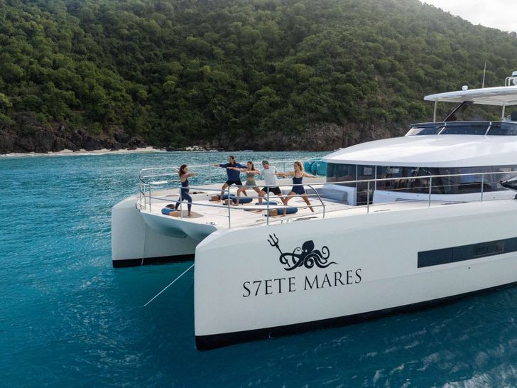 SIETE MARES Lagoon Seventy 8 - Morning Stretches on the Bow SIETE MARES Lagoon Seventy 8 - Morning Stretches on the Bow