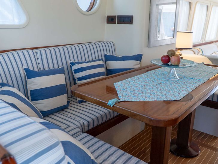 LIBERTY OF LONDON Custom Aluminum Cutter 24m - indoor dining area LIBERTY OF LONDON Custom Aluminum Cutter 24m - indoor dining area