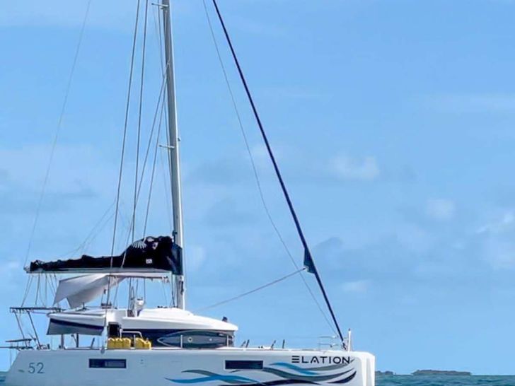 ELATION Lagoon 52 - anchored side profile ELATION Lagoon 52 - anchored side profile