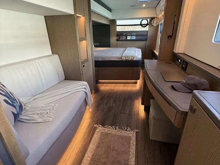 FLYING WHALE Xquisite Sixty Solar Sail - master cabin lounge FLYING WHALE Xquisite Sixty Solar Sail - master cabin lounge