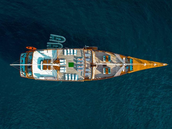 THE MAJ OCEANIC Phinisi 47m - top aerial shot THE MAJ OCEANIC Phinisi 47m - top aerial shot