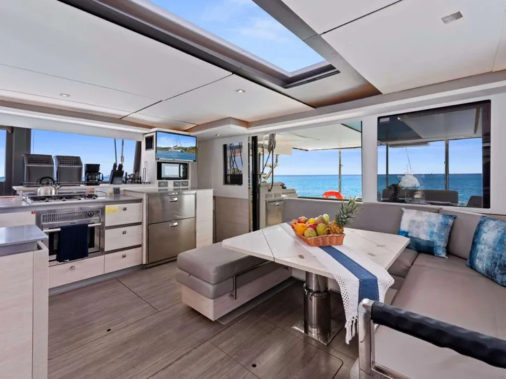 ONE II LOVE Leopard 50 - Saloon Dining and Galley ONE II LOVE Leopard 50 - Saloon Dining and Galley