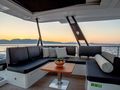 MAJESTY OF GREECE Fountaine Pajot Power 67 - flybridge seating area MAJESTY OF GREECE Fountaine Pajot Power 67 - flybridge seating area