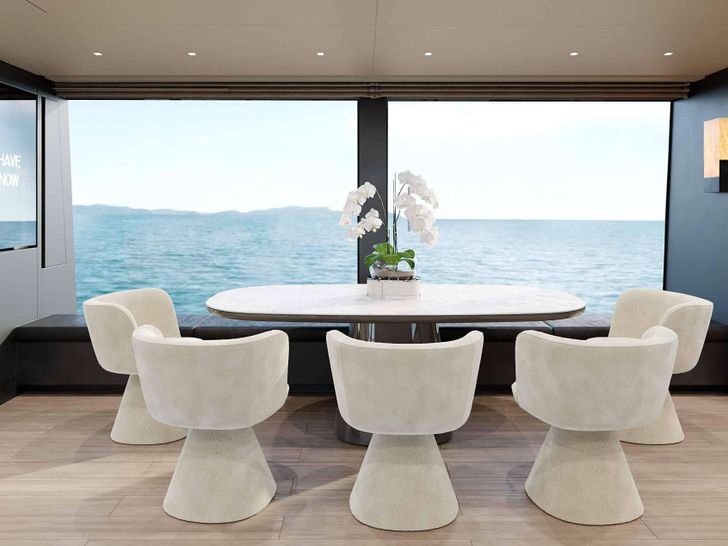 MARY Sanlorenzo SL106 - main dining area MARY Sanlorenzo SL106 - main dining area