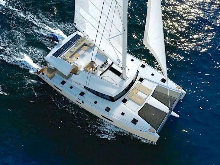 REMEDY Fountaine Pajot Ipanema 58 - cruising aerial shot REMEDY Fountaine Pajot Ipanema 58 - cruising aerial shot