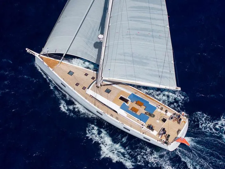 OPTIMIST Swan 78 - aerial shot sailing OPTIMIST Swan 78 - aerial shot sailing