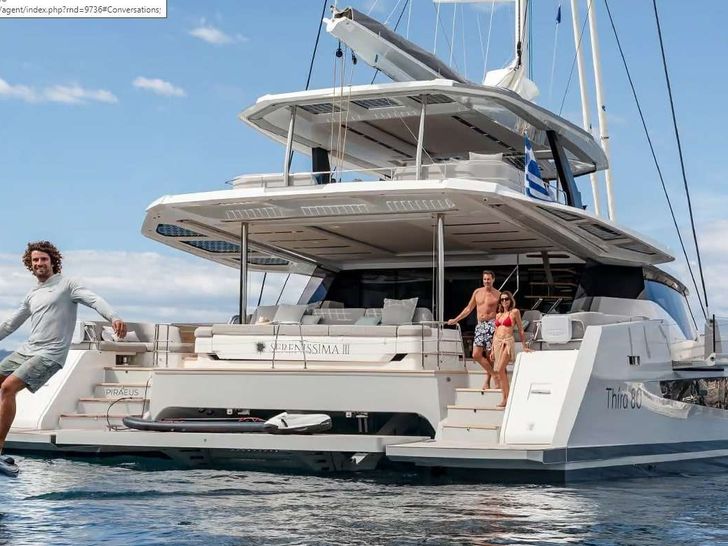 SOL MADININA Fountaine Pajot Thira 80 - aft shot SOL MADININA Fountaine Pajot Thira 80 - aft shot