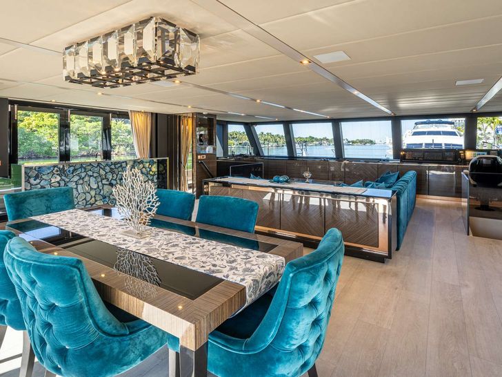 ISLAND MAJESTY Sunreef 68 Supreme Power - indoor dining area ISLAND MAJESTY Sunreef 68 Supreme Power - indoor dining area