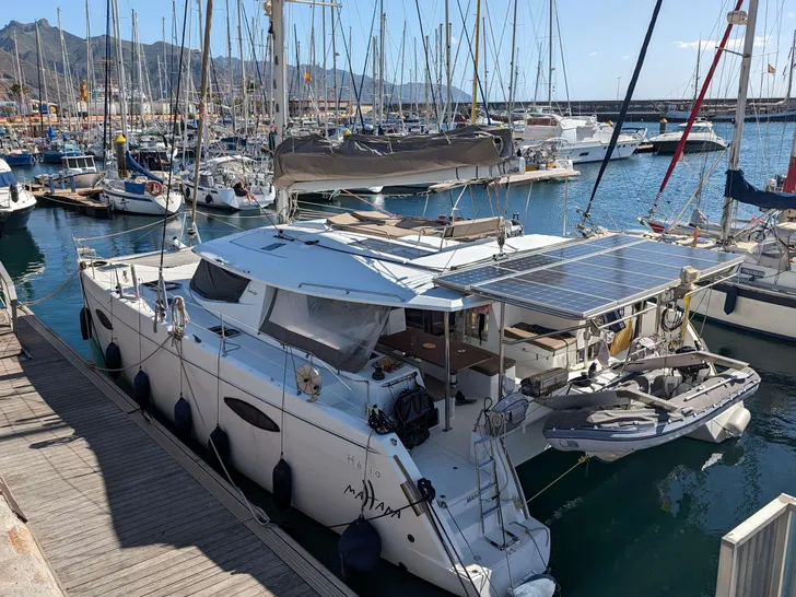 MAHANA Fountaine Pajot Helia 44 - docked aft shot MAHANA Fountaine Pajot Helia 44 - docked aft shot