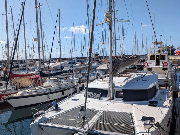 MAHANA Fountaine Pajot Helia 44 - docked forward view MAHANA Fountaine Pajot Helia 44 - docked forward view