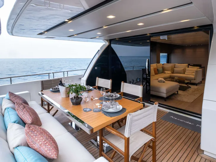 ALEXANDER M Sanlorenzo SL78 - aft deck ALEXANDER M Sanlorenzo SL78 - aft deck