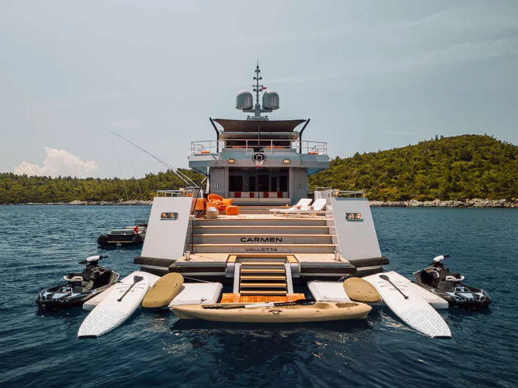 CARMEN Aegean 37m - aft shot with the water toys CARMEN Aegean 37m - aft shot with the water toys