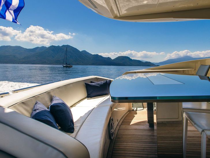 WHY NOT Dominator 78 - aft deck alfresco dining area WHY NOT Dominator 78 - aft deck alfresco dining area