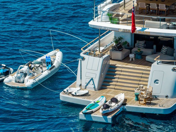 SABAI Cantiere Delle Marche Nauta Air 110 - aft shot with the water toys SABAI Cantiere Delle Marche Nauta Air 110 - aft shot with the water toys