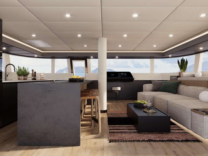 EVERLONG Sunreef 60 - saloon and galley EVERLONG Sunreef 60 - saloon and galley