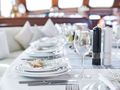 LADY CHRISTA Bodrum Shipyard 36m - formal dining set up LADY CHRISTA Bodrum Shipyard 36m - formal dining set up