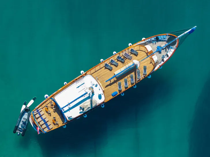 MENDULA Custom Sailing Yacht 41m - top aerial shot MENDULA Custom Sailing Yacht 41m - top aerial shot