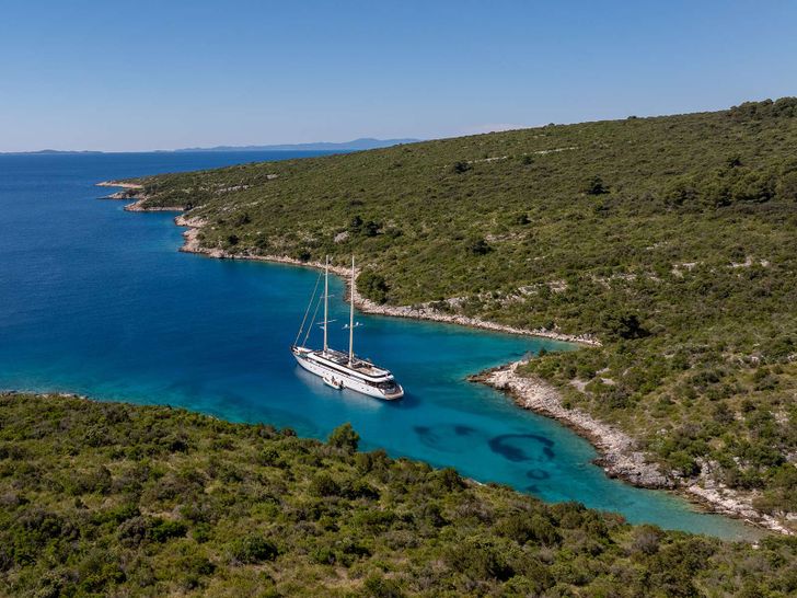 ANIMA MARIS Custom Motor Sailer 49m - drone shot ANIMA MARIS Custom Motor Sailer 49m - drone shot