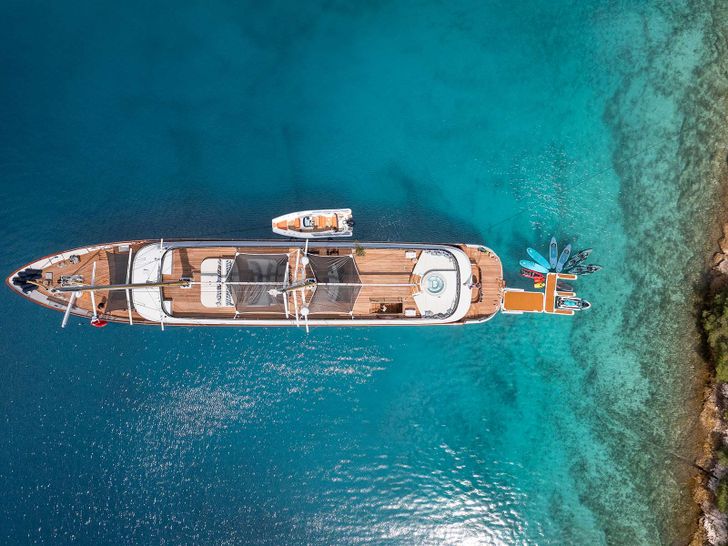 ANIMA MARIS Custom Motor Sailer 49m - top aerial shot ANIMA MARIS Custom Motor Sailer 49m - top aerial shot