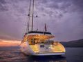ANIMA MARIS Custom Motor Sailer 49m - aft view at night ANIMA MARIS Custom Motor Sailer 49m - aft view at night