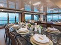 EROS Ferretti Custom Line Navetta 37 - indoor dining set up EROS Ferretti Custom Line Navetta 37 - indoor dining set up