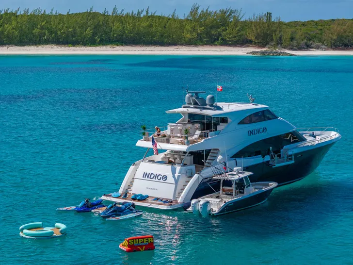 INDIGO Viking 93MY - anchored with the water toys INDIGO Viking 93MY - anchored with the water toys