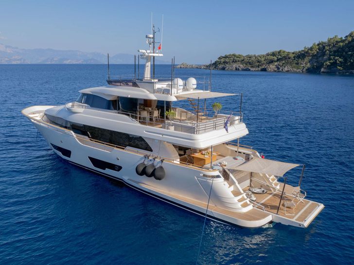 MILENA Custom Line Navetta 28 - anchored aft shot MILENA Custom Line Navetta 28 - anchored aft shot