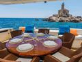 MISS KATARIINA Ferretti 880 - aft deck alfresco dining set up MISS KATARIINA Ferretti 880 - aft deck alfresco dining set up