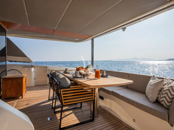 A4A Absolute Navetta 68 - aft deck alfresco dining area A4A Absolute Navetta 68 - aft deck alfresco dining area