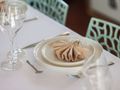 ACCAMA DELTA Azimut 30m - elegant dining setup ACCAMA DELTA Azimut 30m - elegant dining setup