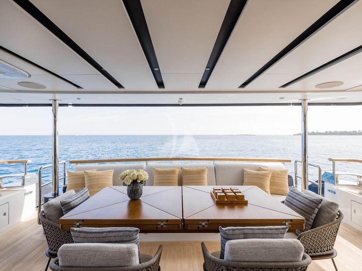 ADVA Benetti Mediterraneo 116 - main deck aft dining ADVA Benetti Mediterraneo 116 - main deck aft dining