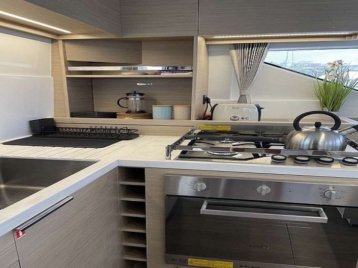 AEGEUS Lagoon 51 galley close up shot AEGEUS Lagoon 51 galley close up shot