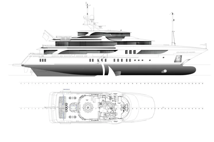 Layout for AELIA Benetti 56m - exterior layout