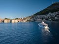 AETERNA Radez Custom Yacht 53m - aft shot cruising across the Croatian waterline AETERNA Radez Custom Yacht 53m - aft shot cruising across the Croatian waterline