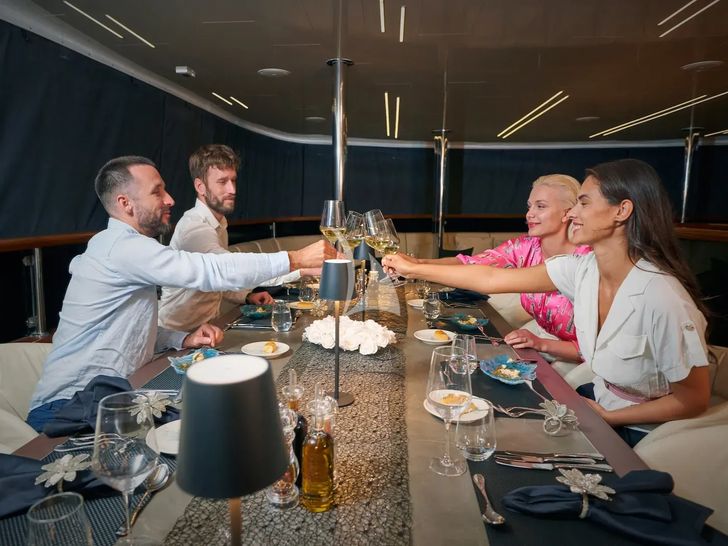 AETERNA Radez Custom Yacht 53m - dinner AETERNA Radez Custom Yacht 53m - dinner