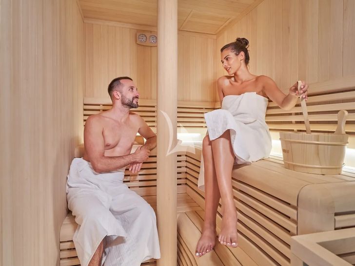 AETERNA Radez Custom Yacht 53m - guests in the sauna AETERNA Radez Custom Yacht 53m - guests in the sauna