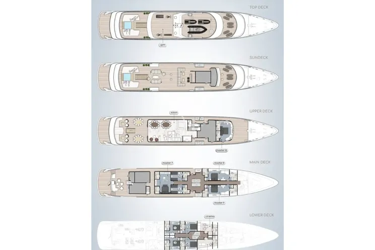 Layout for AETERNA Radez Custom Yacht 53m - layout