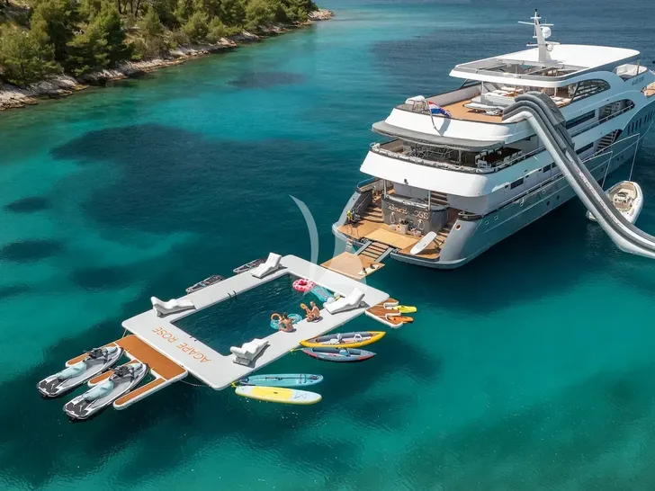 AGAPE ROSE Custom Yacht 48m - anchored with the water toys AGAPE ROSE Custom Yacht 48m - anchored with the water toys